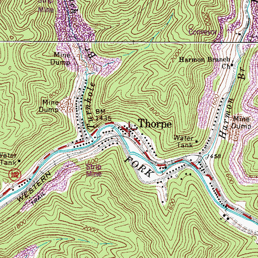 Topographic Map of Thorpe, WV