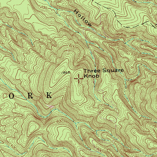 Topographic Map of Three Square Knob, WV