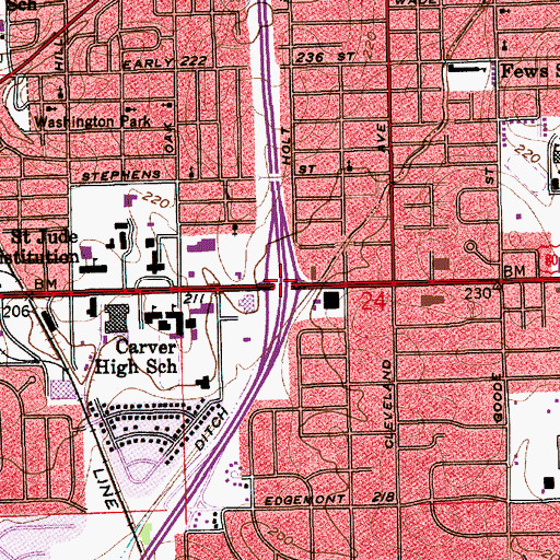 Topographic Map of Interchange 170, AL
