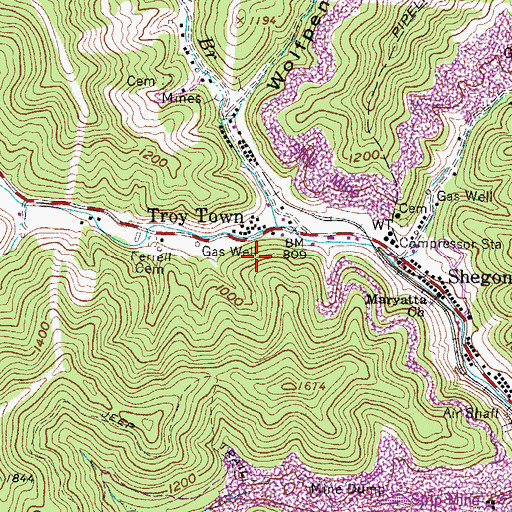 Topographic Map of Troy Town, WV