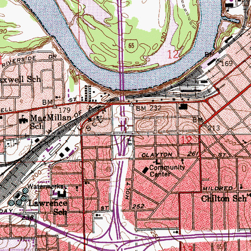 Topographic Map of Interchange 172, AL