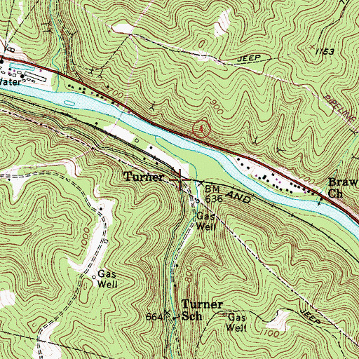 Topographic Map of Turner, WV