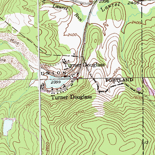 Topographic Map of Turner Douglass, WV