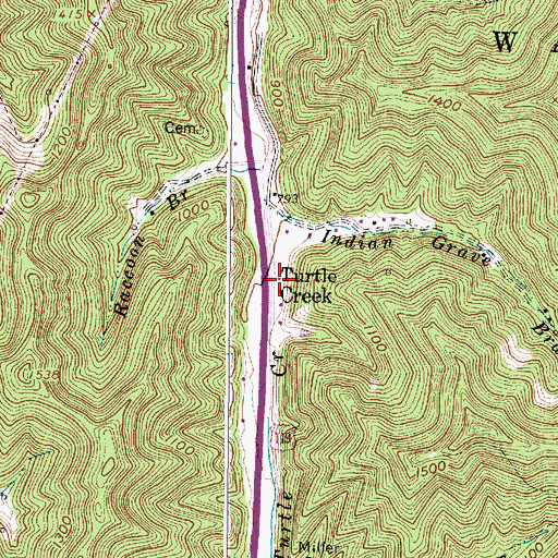 Topographic Map of Turtle Creek, WV