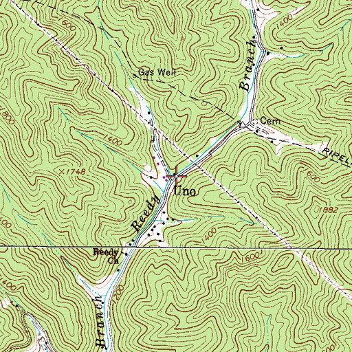Topographic Map of Uno, WV
