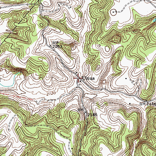 Topographic Map of Unus, WV