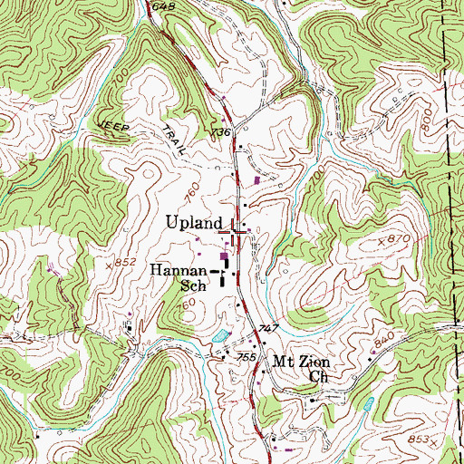 Topographic Map of Upland, WV