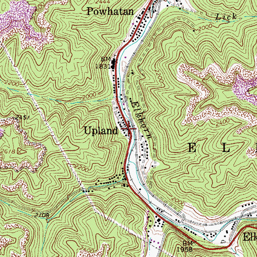 Topographic Map of Upland, WV