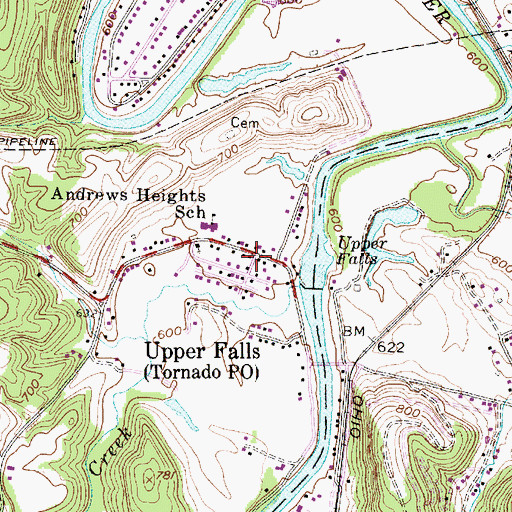 Topographic Map of Tornado, WV