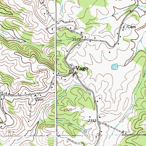 Topographic Map of Vago, WV