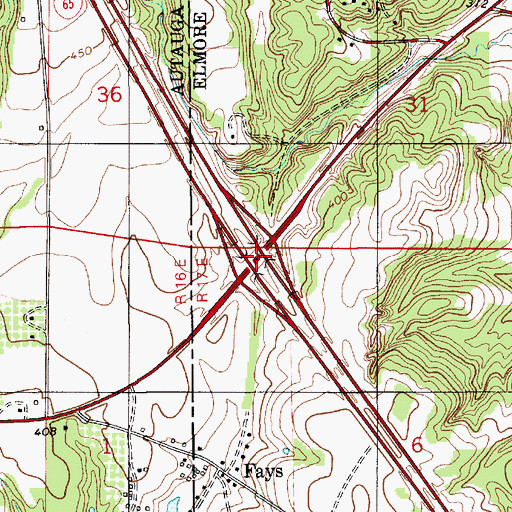 Topographic Map of Interchange 181, AL