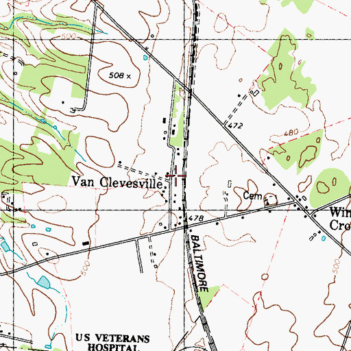 Topographic Map of Van Clevesville, WV