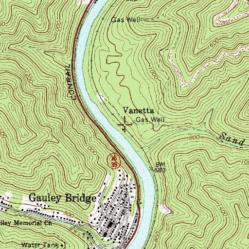 Topographic Map of Vanetta, WV