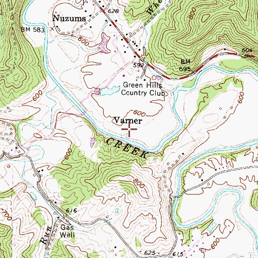 Topographic Map of Varner, WV