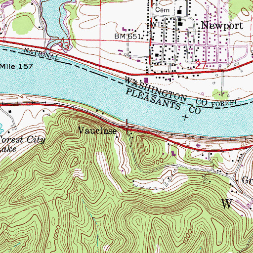 Topographic Map of Vaucluse, WV