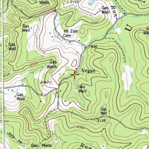 Topographic Map of Vegan, WV