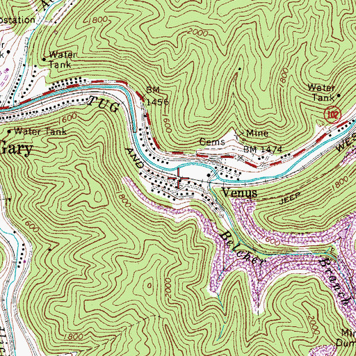 Topographic Map of Venus, WV