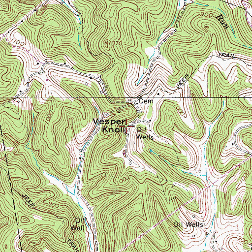 Topographic Map of Vesper Knoll, WV