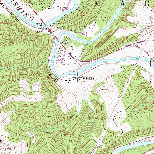 Topographic Map of Veto, WV