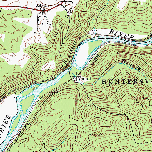 Topographic Map of Violet, WV