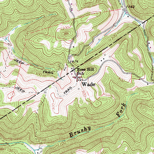 Topographic Map of Wade, WV