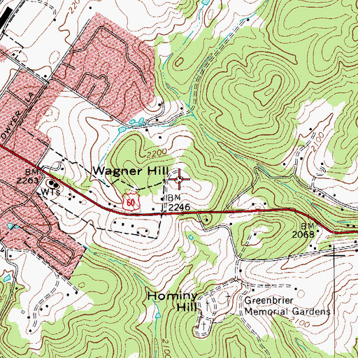Topographic Map of Wagner Hill, WV