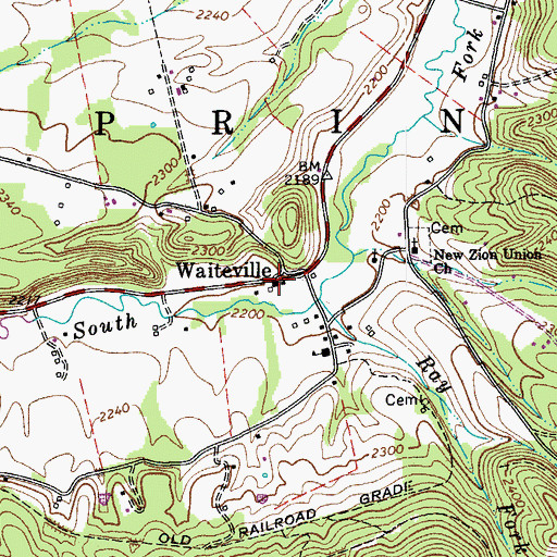 Topographic Map of Waiteville, WV