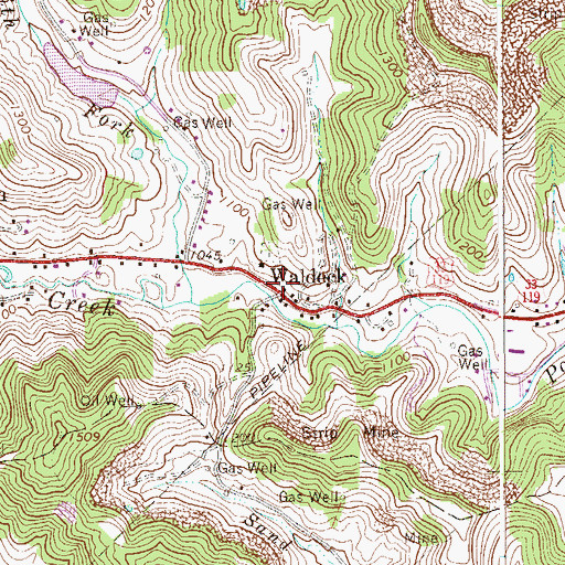 Topographic Map of Waldeck, WV