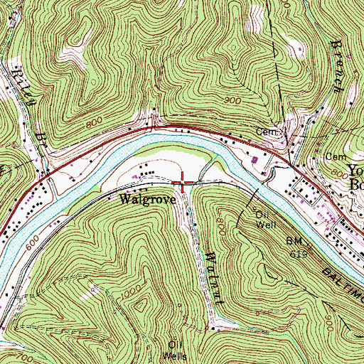 Topographic Map of Walgrove, WV