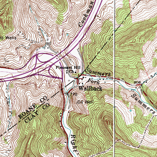 Topographic Map of Wallback, WV