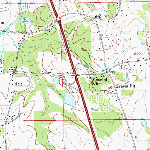 Topographic Map of Interchange 208, AL