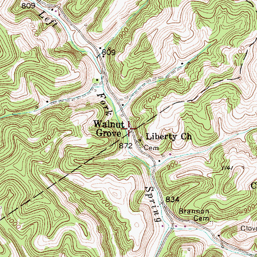 Topographic Map of Walnut Grove, WV