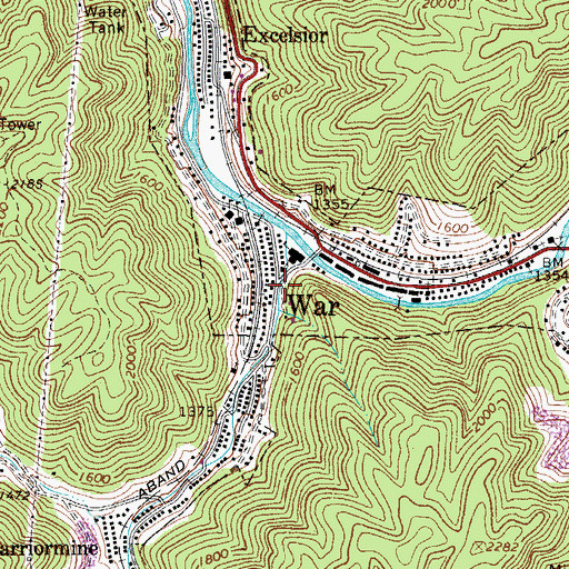 Topographic Map of War, WV