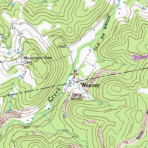 Topographic Map of Weaver, WV