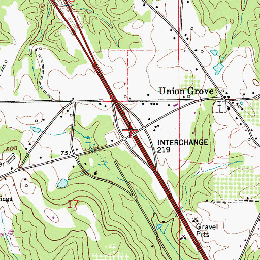 Topographic Map of Interchange 219, AL