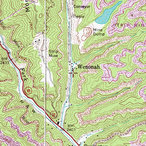 Topographic Map of Wenonah, WV