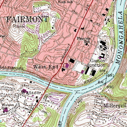 Topographic Map of West End, WV