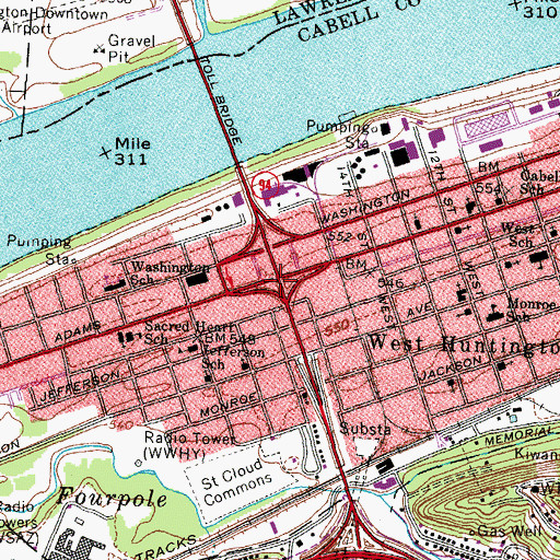 Topographic Map of West Huntington, WV