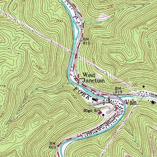Topographic Map of West Junction, WV