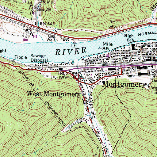 Topographic Map of West Montgomery, WV