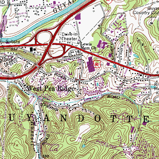 Topographic Map of West Pea Ridge, WV