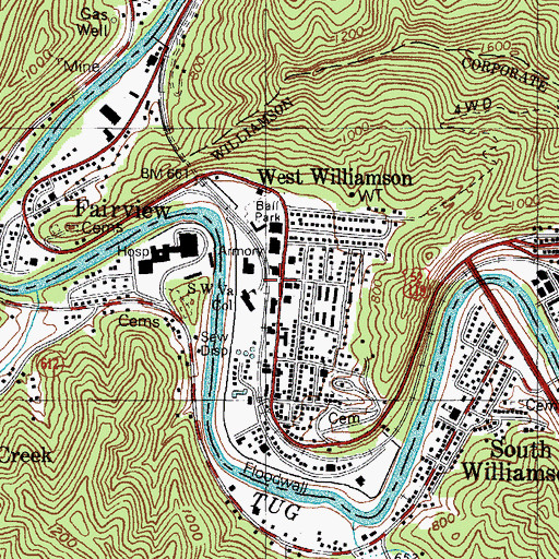 Topographic Map of West Williamson, WV