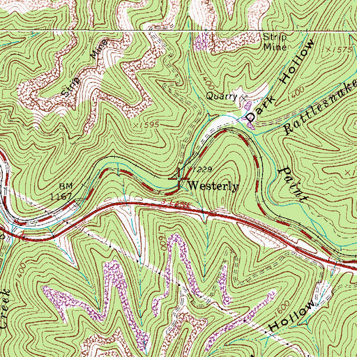Topographic Map of Westerly, WV