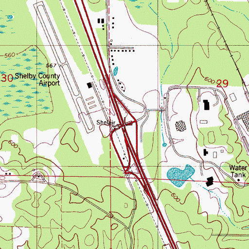 Topographic Map of Interchange 234, AL