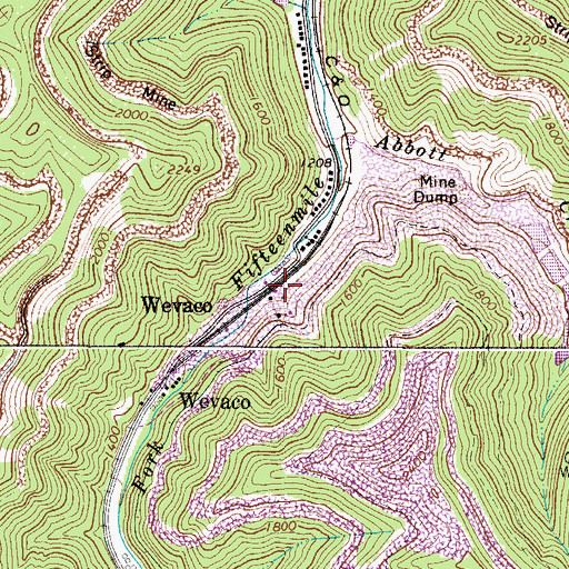 Topographic Map of Wevaco, WV