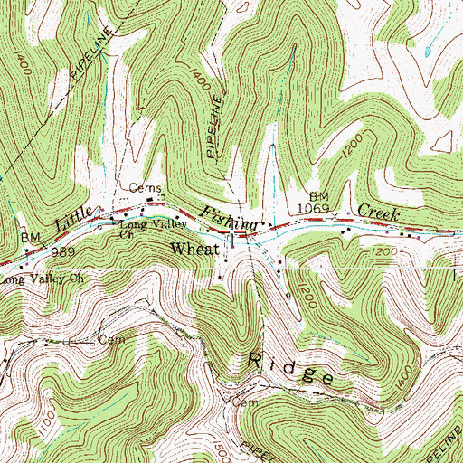 Topographic Map of Wheat, WV