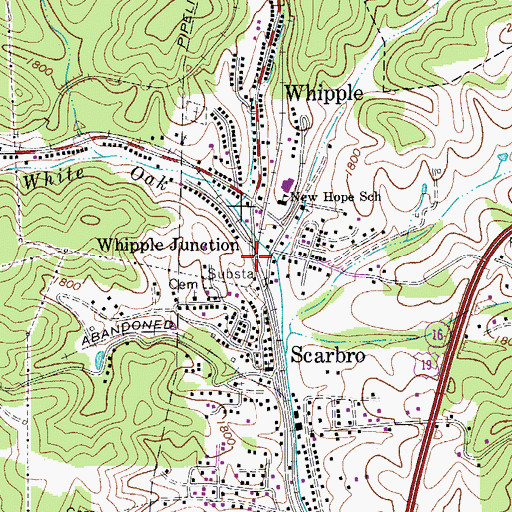 Topographic Map of Whipple Junction, WV
