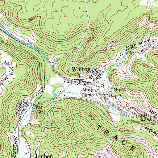 Topographic Map of Whitby, WV