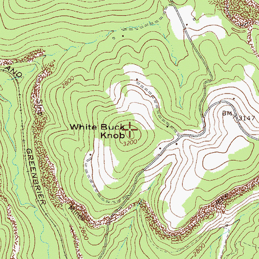 Topographic Map of White Buck Knob, WV