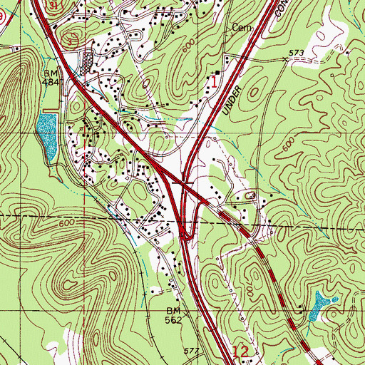 Topographic Map of Interchange 238, AL
